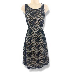 Dressbarn Black Lace Nude Lining‎ Dress Size 14 Wedding Special Occasion Evening